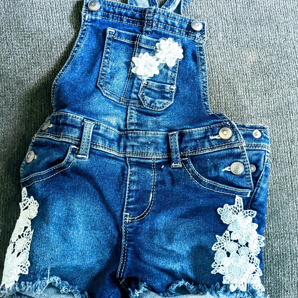 Little girls Jean Short overalls